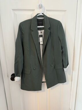 Dynamite Sage Green Double-Breast Blazer